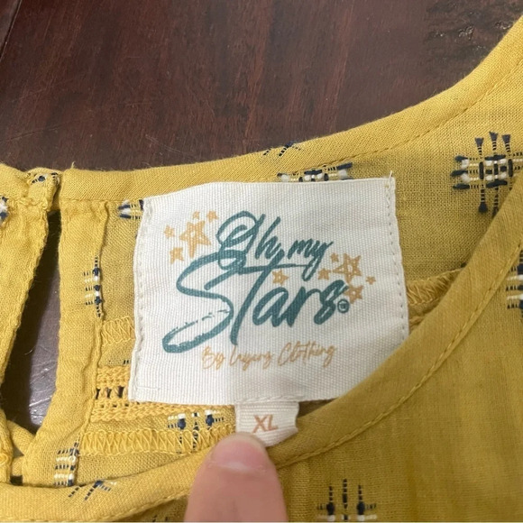 Oh My Stars Mustard Yellow Floral Embroidered Dress Women’s Size XL Boho Flowy - Picture 4 of 9